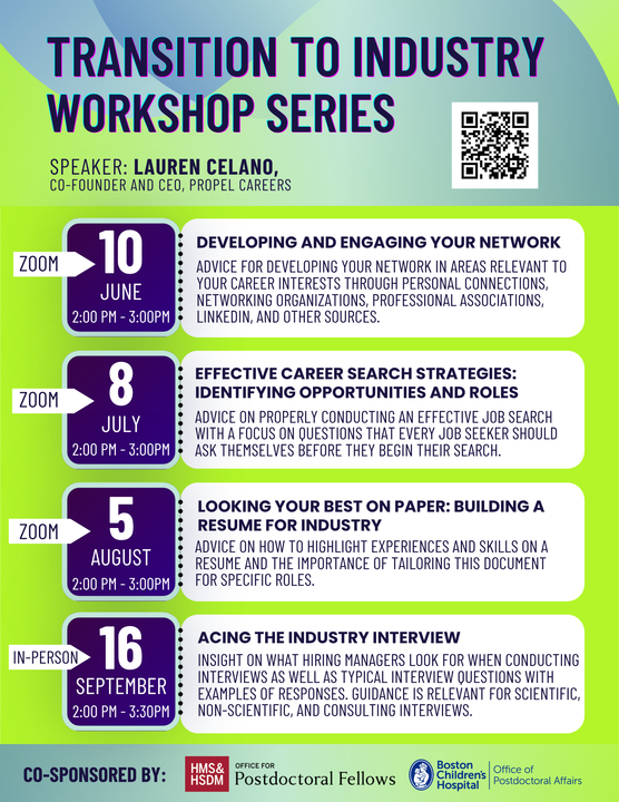Transition to Industry Workshop Series wLauren Celano June-Sept 2026